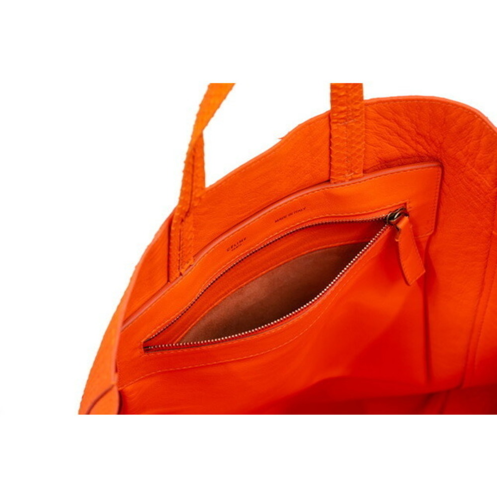 Celine Tote Bag Cabas Python Leather Orange - image 8